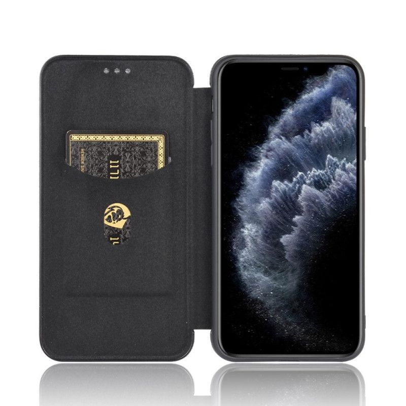 Folio-hoesje iPhone 12 Pro Max Groen Zwart Koolstofvezel