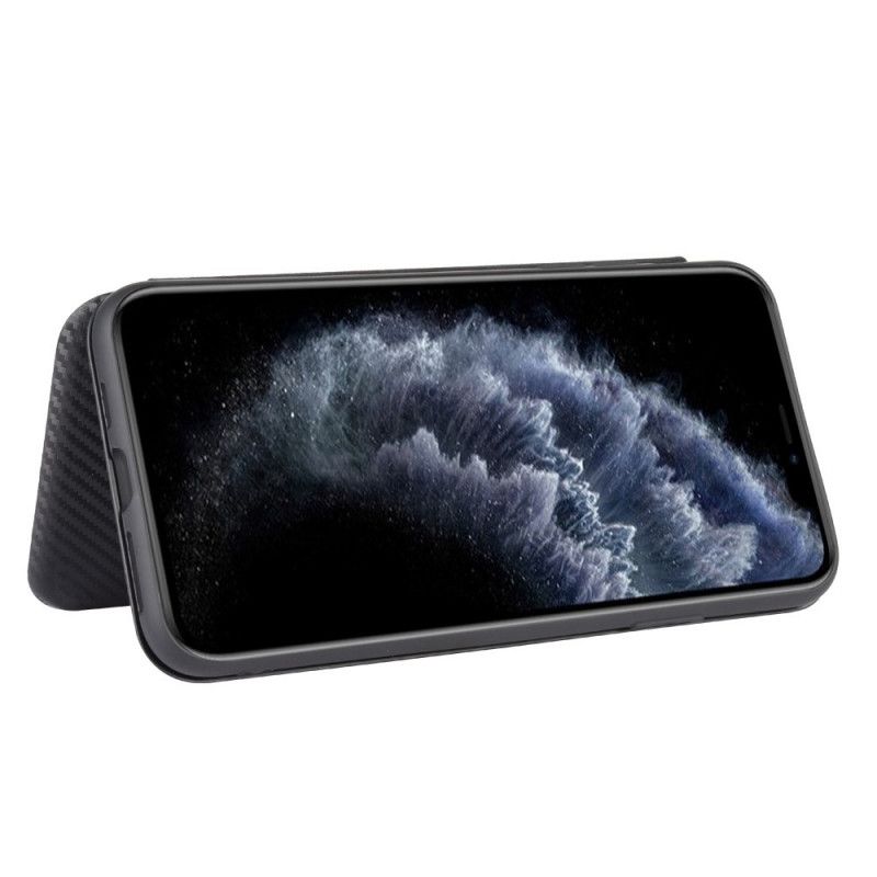 Folio-hoesje iPhone 12 Pro Max Groen Zwart Koolstofvezel