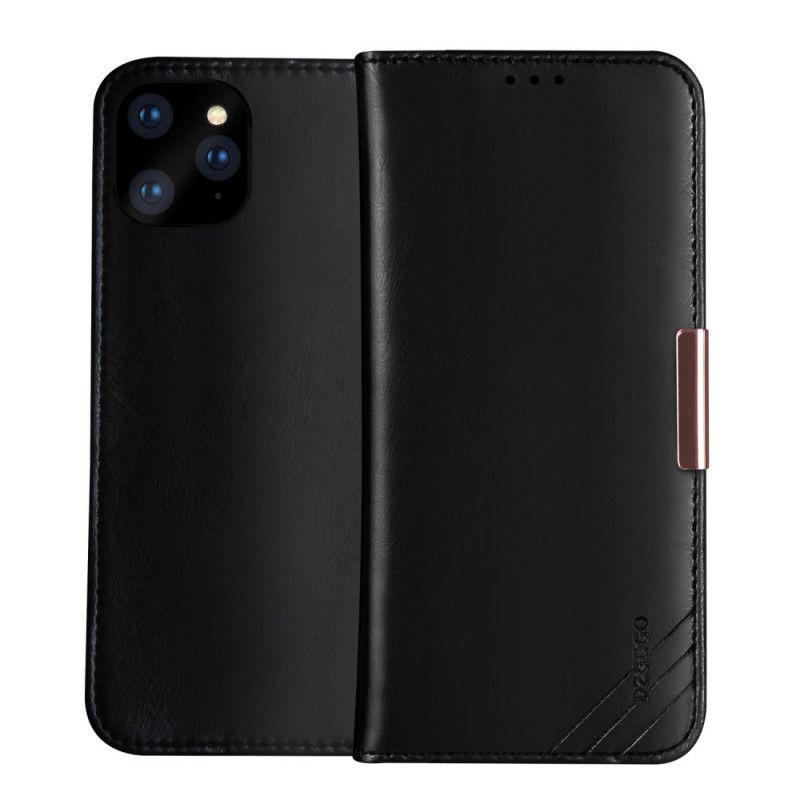 Folio-hoesje iPhone 12 Pro Max Rood Zwart Dzgogo Echt Leer