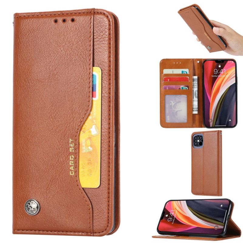 Folio-hoesje iPhone 12 Pro Max Rood Zwart Telefoonhoesje Kaarthouder Van Imitatieleer