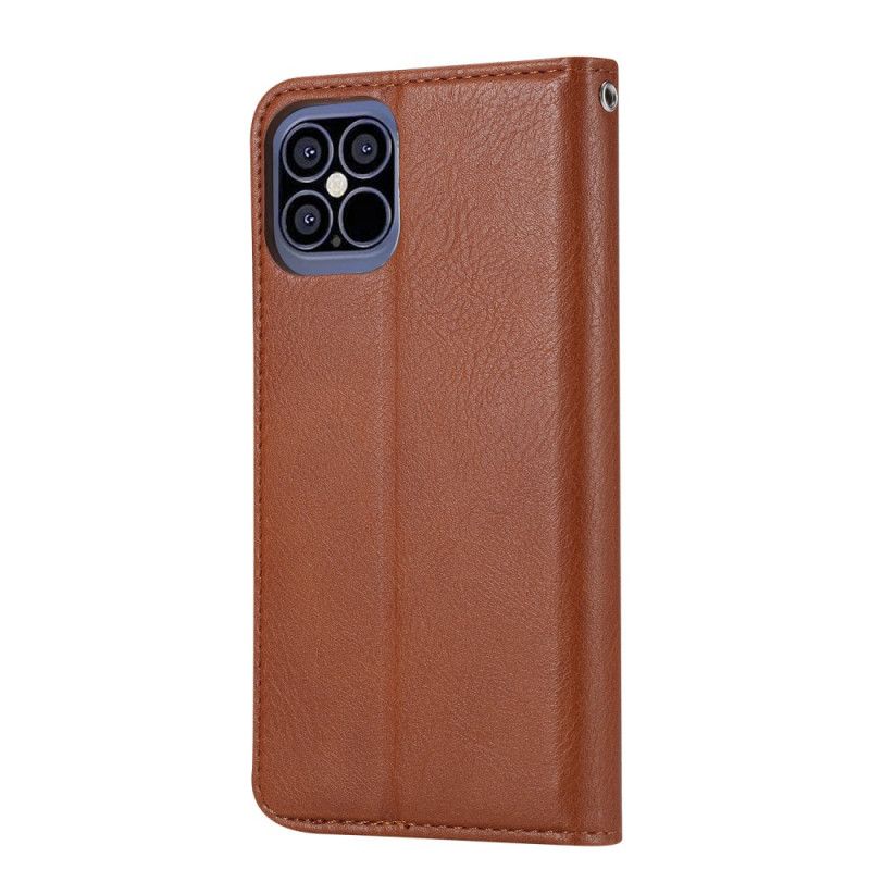Folio-hoesje iPhone 12 Pro Max Rood Zwart Telefoonhoesje Kaarthouder Van Imitatieleer