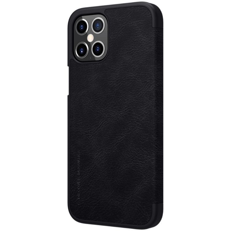 Folio-hoesje iPhone 12 Pro Max Rood Zwart Telefoonhoesje Nillkin Qin-Reeks