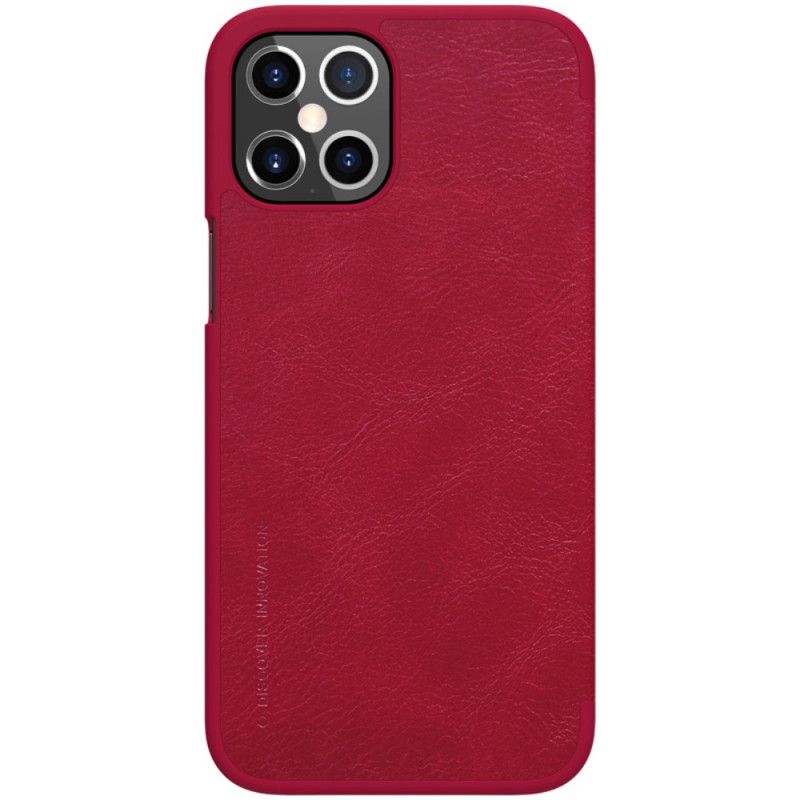 Folio-hoesje iPhone 12 Pro Max Rood Zwart Telefoonhoesje Nillkin Qin-Reeks