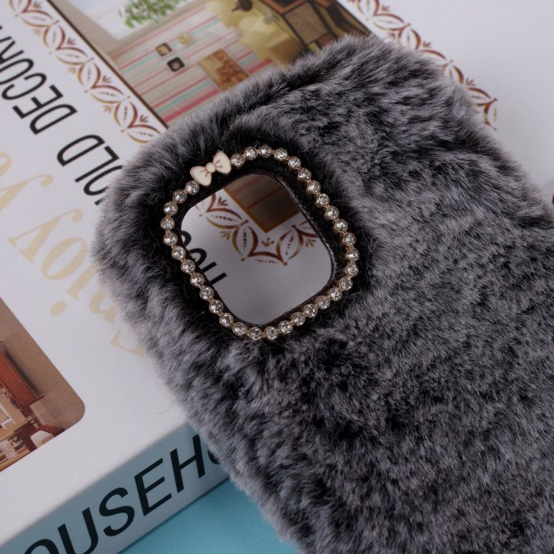Hoesje iPhone 12 Pro Max Grijs Zwart Diamanten Konijn