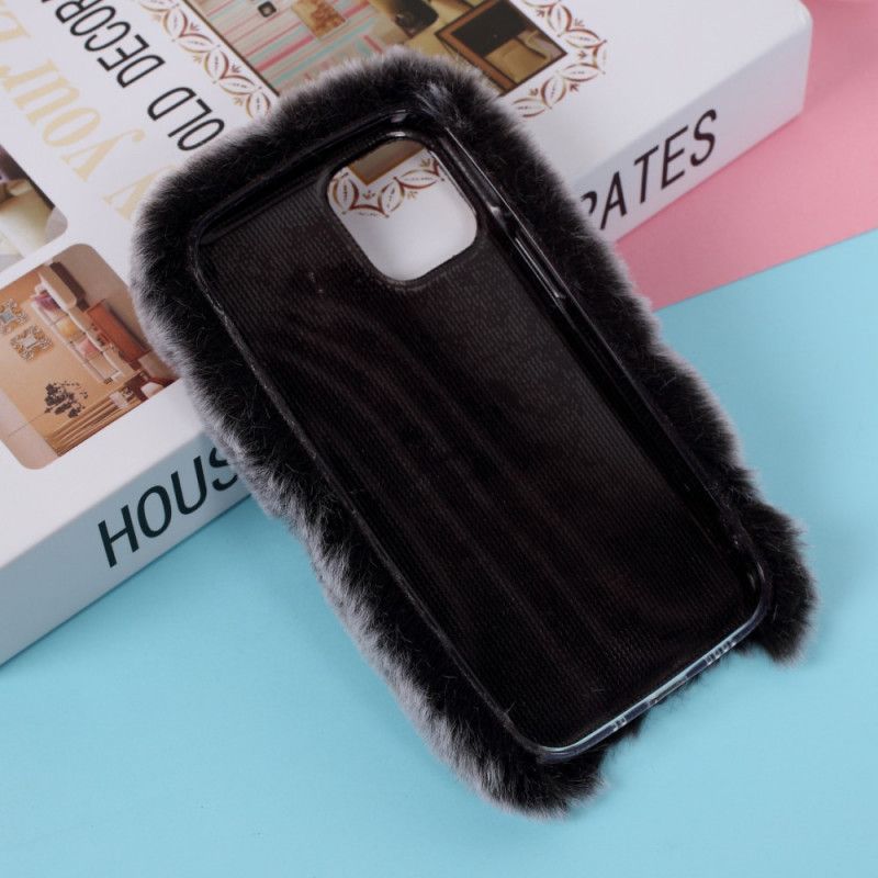 Hoesje iPhone 12 Pro Max Grijs Zwart Diamanten Konijn