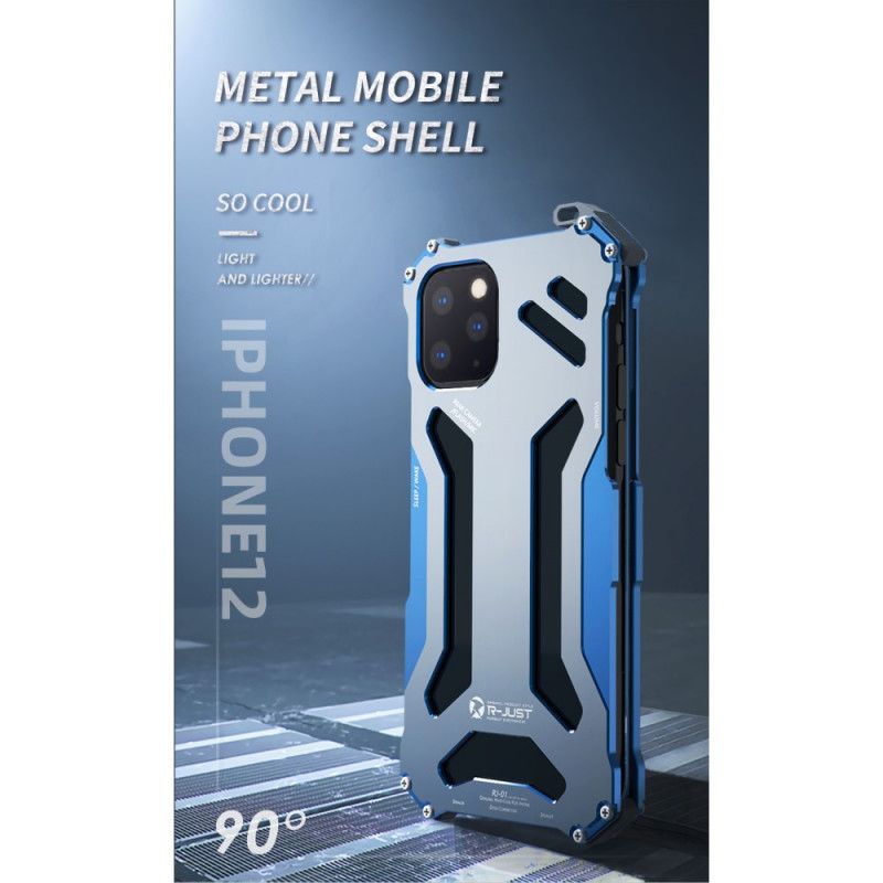 Hoesje iPhone 12 Pro Max Lichtblauw Zwart Aluminiumlegering