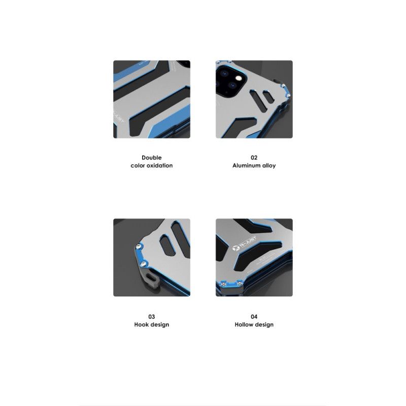 Hoesje iPhone 12 Pro Max Lichtblauw Zwart Aluminiumlegering