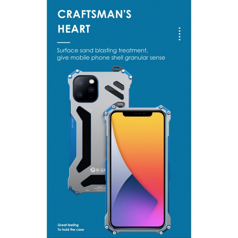 Hoesje iPhone 12 Pro Max Lichtblauw Zwart Aluminiumlegering