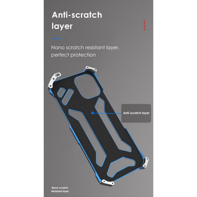 Hoesje iPhone 12 Pro Max Lichtblauw Zwart Aluminiumlegering