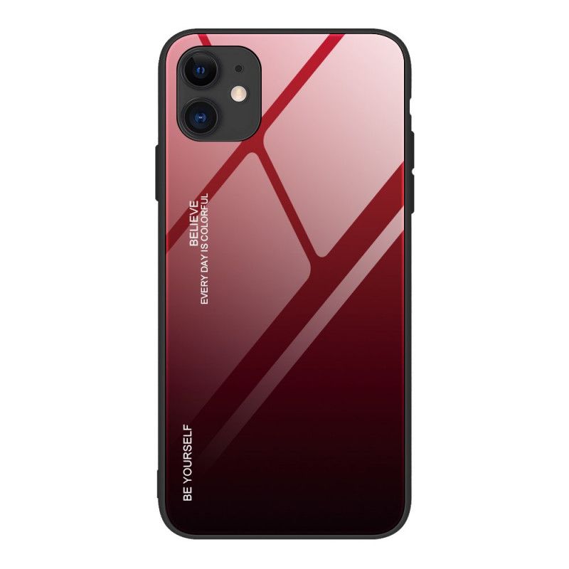 Hoesje iPhone 12 Pro Max Magenta Rood Wees Jezelf Gehard Glas