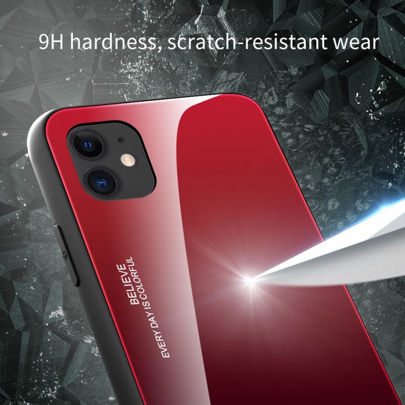 Hoesje iPhone 12 Pro Max Magenta Rood Wees Jezelf Gehard Glas