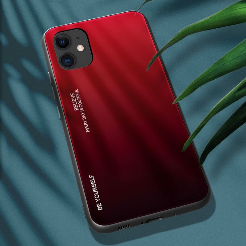 Hoesje iPhone 12 Pro Max Magenta Rood Wees Jezelf Gehard Glas