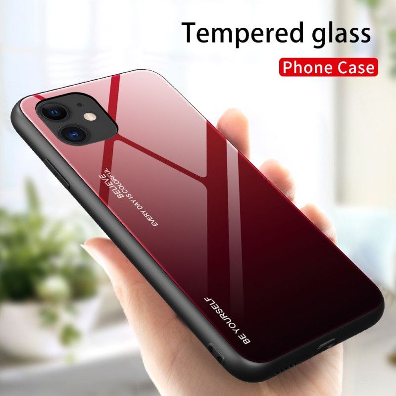 Hoesje iPhone 12 Pro Max Magenta Rood Wees Jezelf Gehard Glas