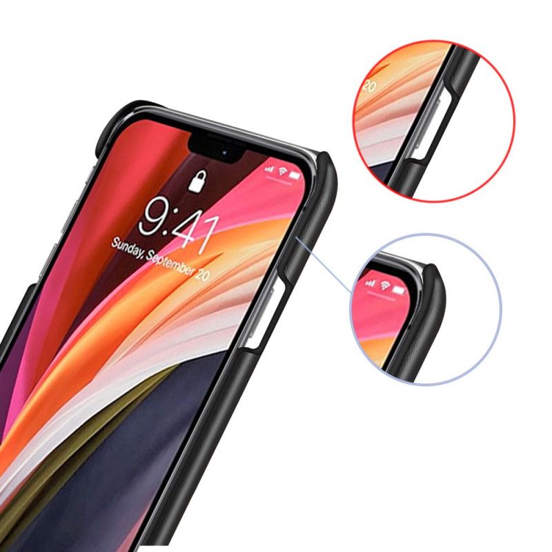 Hoesje iPhone 12 Pro Max Rood Zwart Ksq Tweekleurig Leereffect