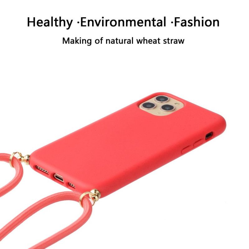 Hoesje iPhone 12 Pro Max Rood Zwart Siliconen En Koord