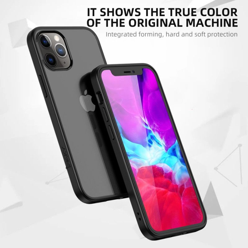 Hoesje iPhone 12 Pro Max Rood Zwart Transparante Hybride Ipaky