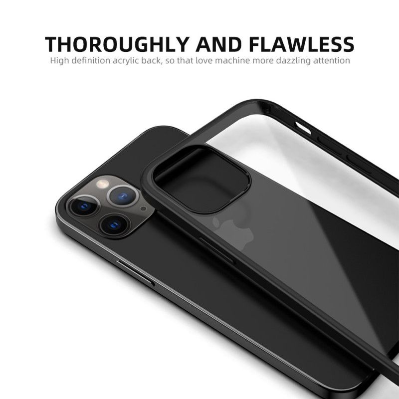 Hoesje iPhone 12 Pro Max Rood Zwart Transparante Hybride Ipaky