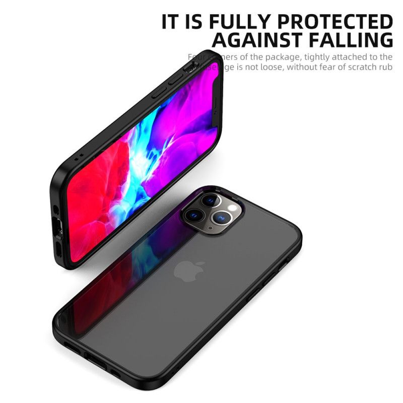 Hoesje iPhone 12 Pro Max Rood Zwart Transparante Hybride Ipaky