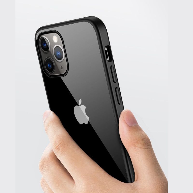 Hoesje iPhone 12 Pro Max Rood Zwart Transparante Hybride Ipaky