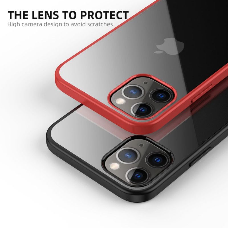 Hoesje iPhone 12 Pro Max Rood Zwart Transparante Hybride Ipaky
