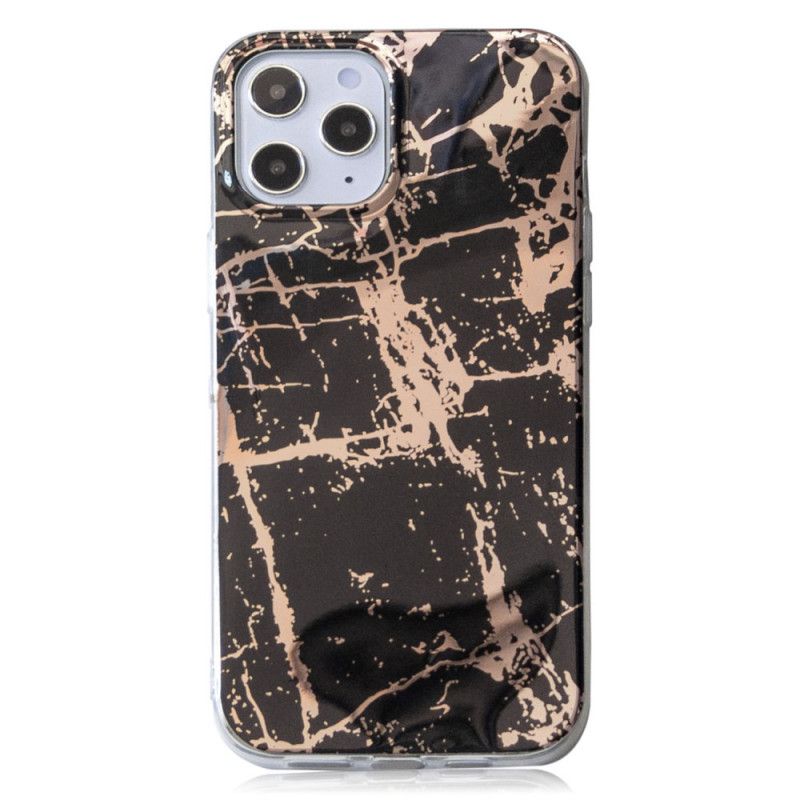 Hoesje iPhone 12 Pro Max Roze Zwart Marmerkleurige Geometrie 2