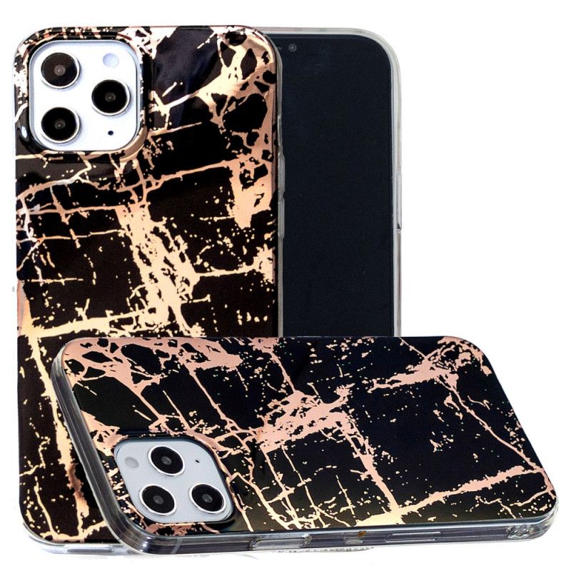 Hoesje iPhone 12 Pro Max Roze Zwart Marmerkleurige Geometrie 2