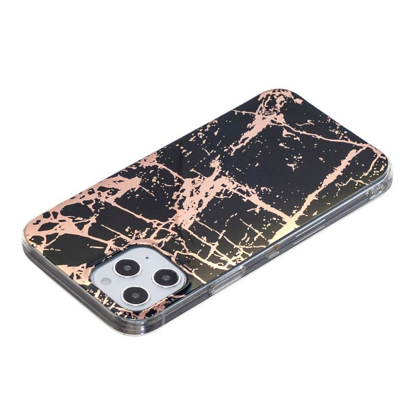 Hoesje iPhone 12 Pro Max Roze Zwart Marmerkleurige Geometrie 2