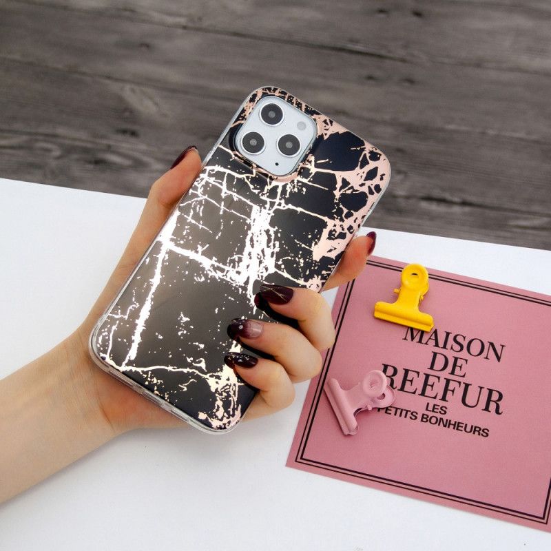 Hoesje iPhone 12 Pro Max Roze Zwart Marmerkleurige Geometrie 2