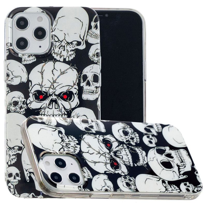 Hoesje iPhone 12 Pro Max Telefoonhoesje Aandacht Fluorescerende Schedels