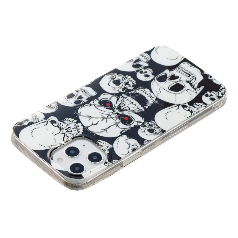 Hoesje iPhone 12 Pro Max Telefoonhoesje Aandacht Fluorescerende Schedels