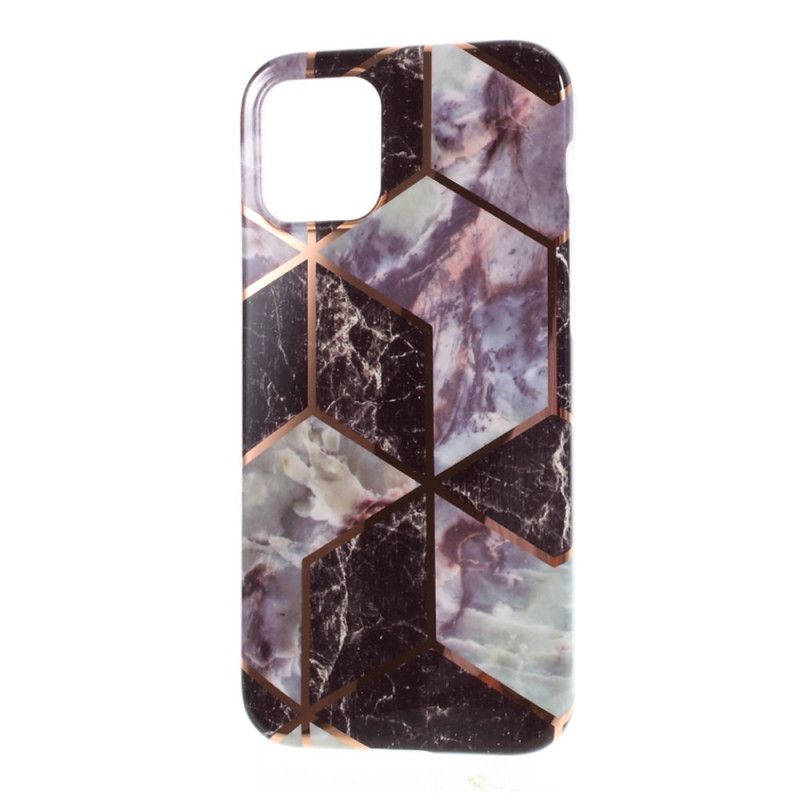 Hoesje iPhone 12 Pro Max Wit Zwart Geometrie Van Siliconenmarmer