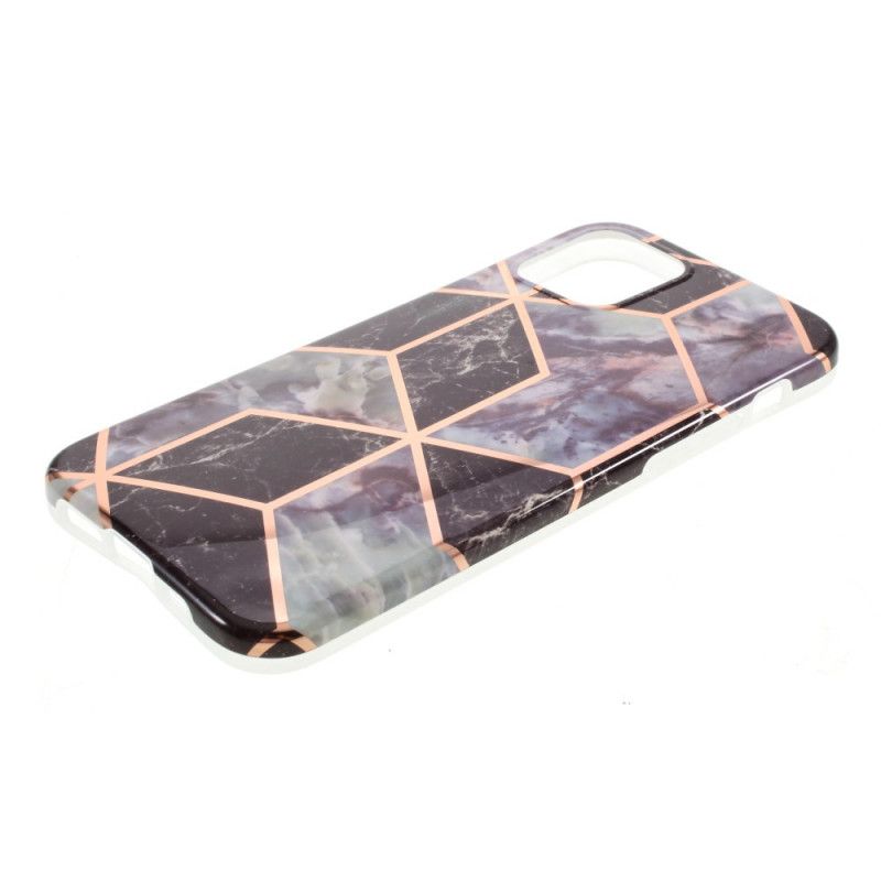 Hoesje iPhone 12 Pro Max Wit Zwart Geometrie Van Siliconenmarmer