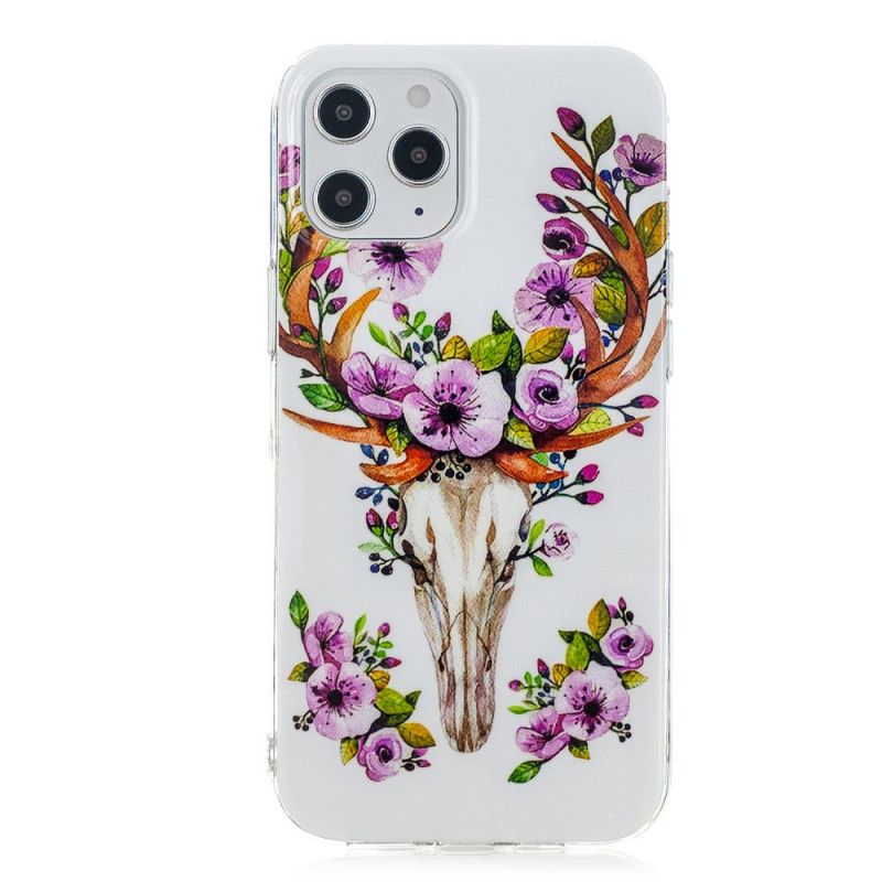Hoesje voor iPhone 12 Pro Max Eland Met Fluorescerende Bloemen