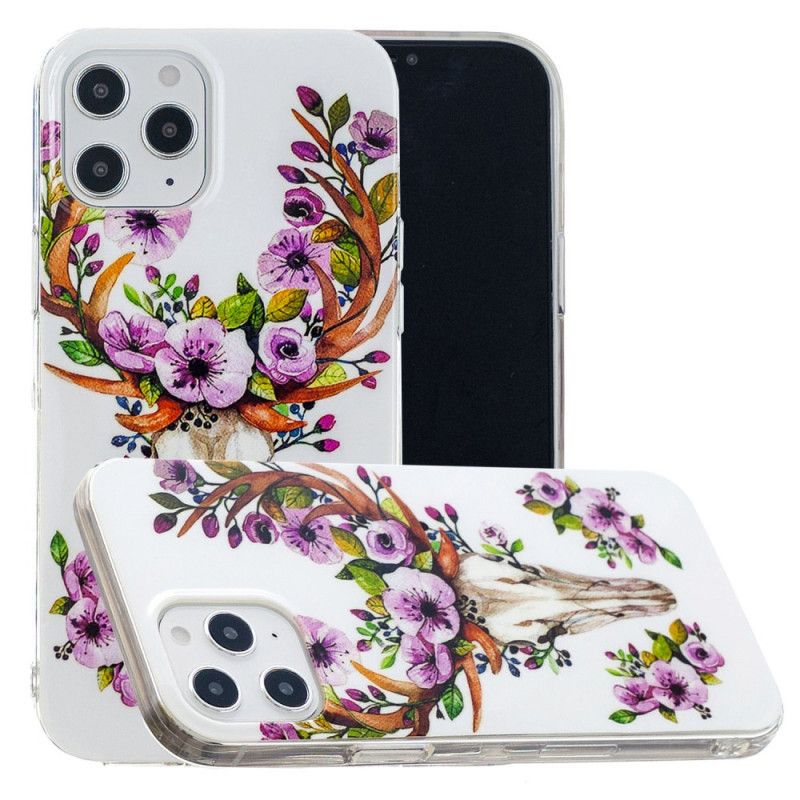 Hoesje voor iPhone 12 Pro Max Eland Met Fluorescerende Bloemen