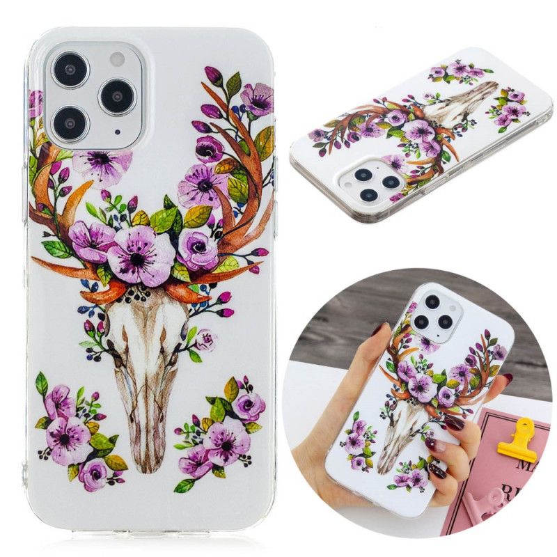 Hoesje voor iPhone 12 Pro Max Eland Met Fluorescerende Bloemen
