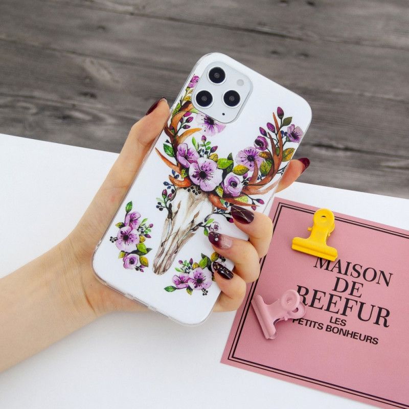 Hoesje voor iPhone 12 Pro Max Eland Met Fluorescerende Bloemen