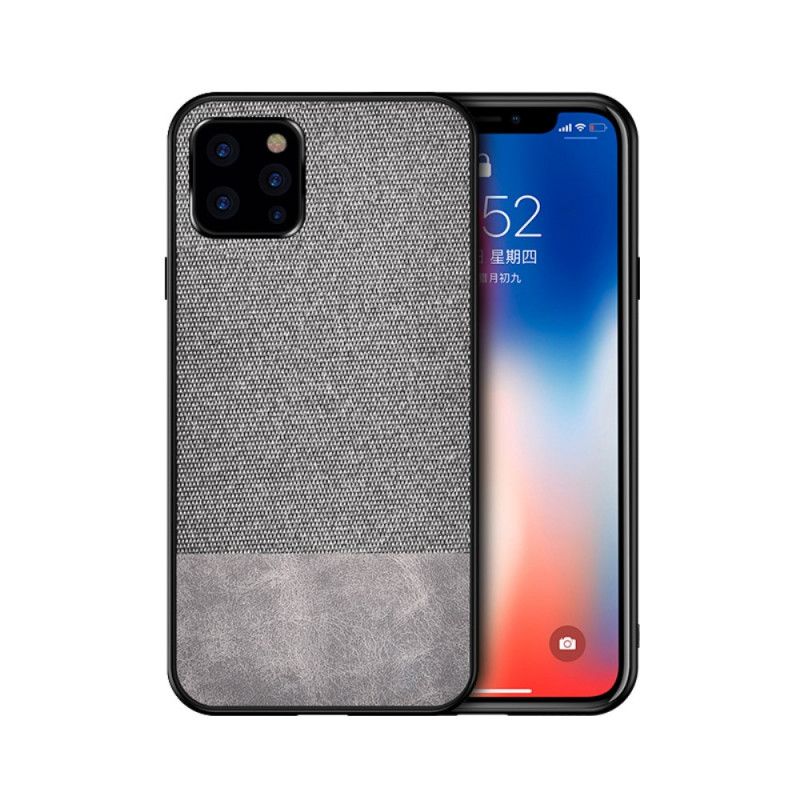 Hoesje voor iPhone 12 Pro Max Grijs Zwart Imitatieleren Bijtpatroon