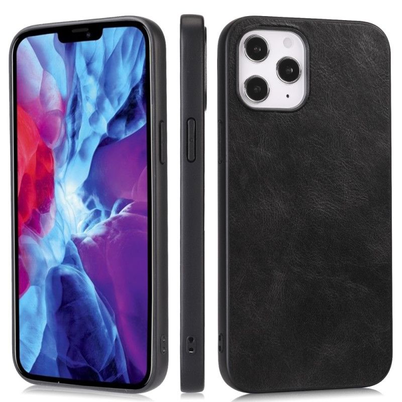 Hoesje voor iPhone 12 Pro Max Rood Zwart Elegant Leereffect