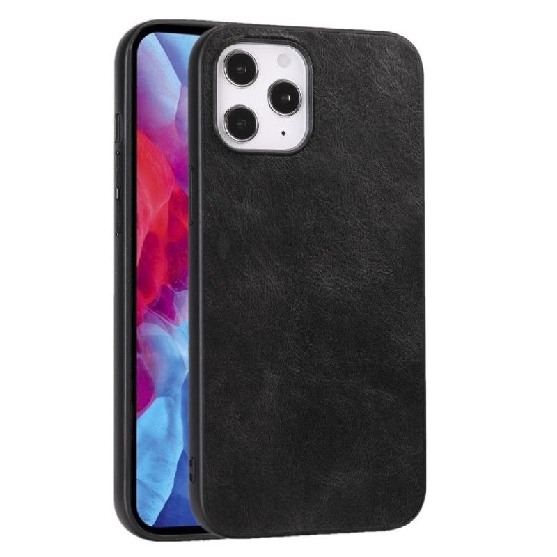 Hoesje voor iPhone 12 Pro Max Rood Zwart Elegant Leereffect