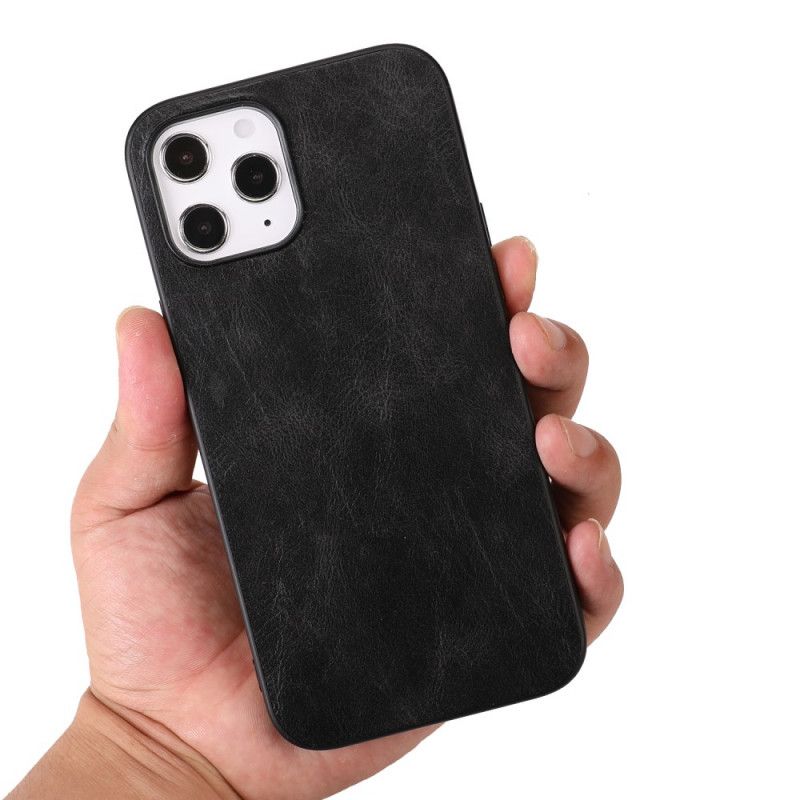 Hoesje voor iPhone 12 Pro Max Rood Zwart Elegant Leereffect