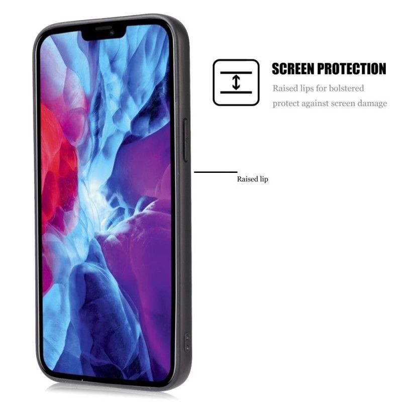 Hoesje voor iPhone 12 Pro Max Rood Zwart Elegant Leereffect