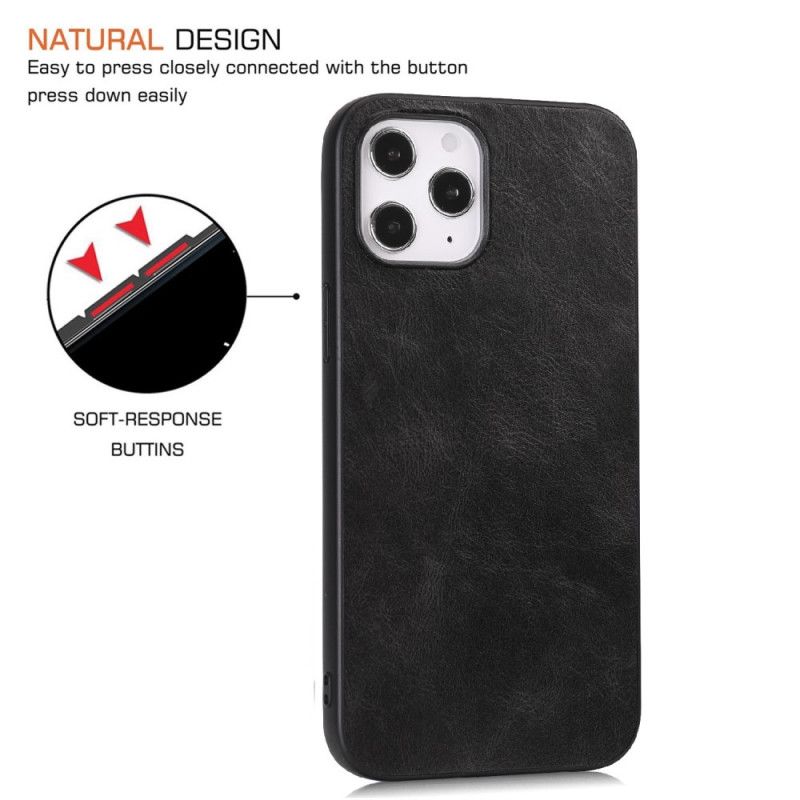 Hoesje voor iPhone 12 Pro Max Rood Zwart Elegant Leereffect