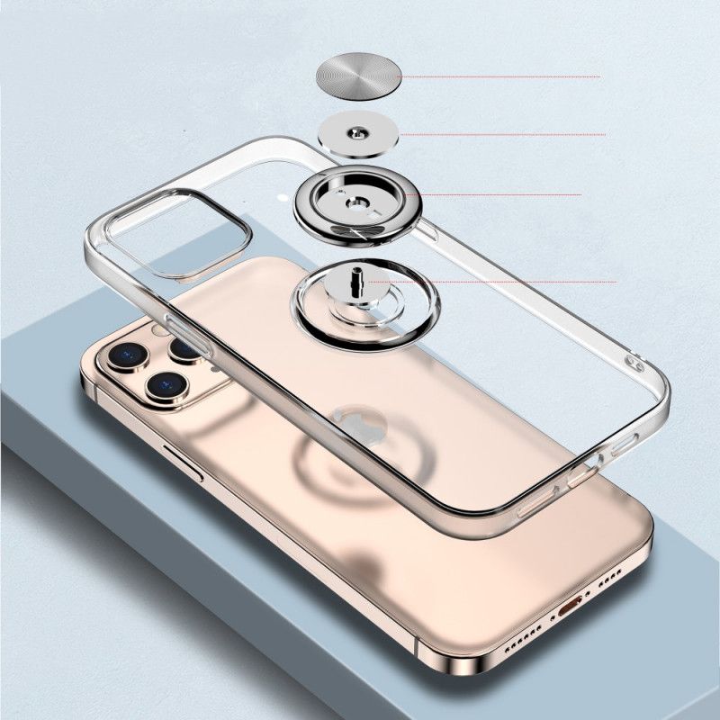 Hoesje voor iPhone 12 Pro Max Rood Zwart Transparant Met Draagring