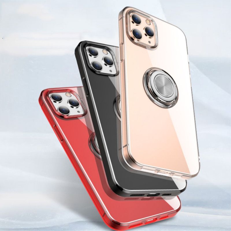Hoesje voor iPhone 12 Pro Max Rood Zwart Transparant Met Draagring