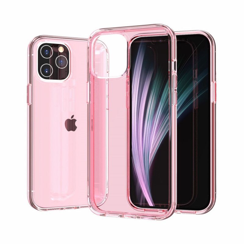 Hoesje voor iPhone 12 Pro Max Roze Grijs Transparant Gekleurd