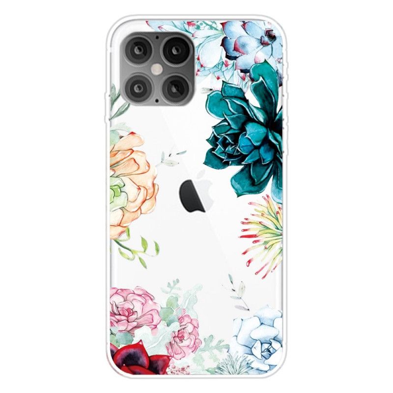 Hoesje voor iPhone 12 Pro Max Transparante Aquarelbloemen