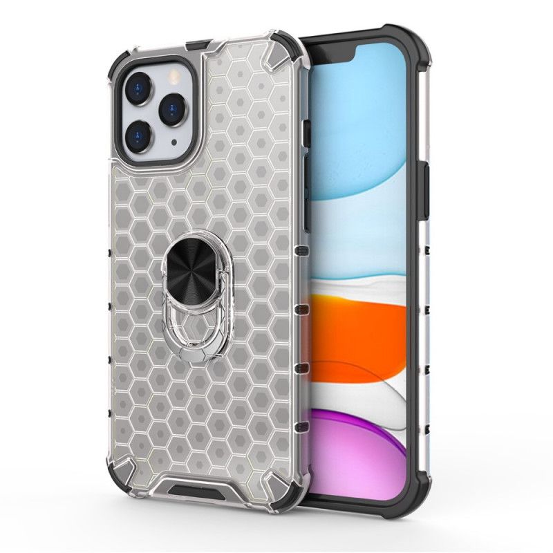 Hoesje voor iPhone 12 Pro Max Wit Zwart Honingraatstijl Met Ring