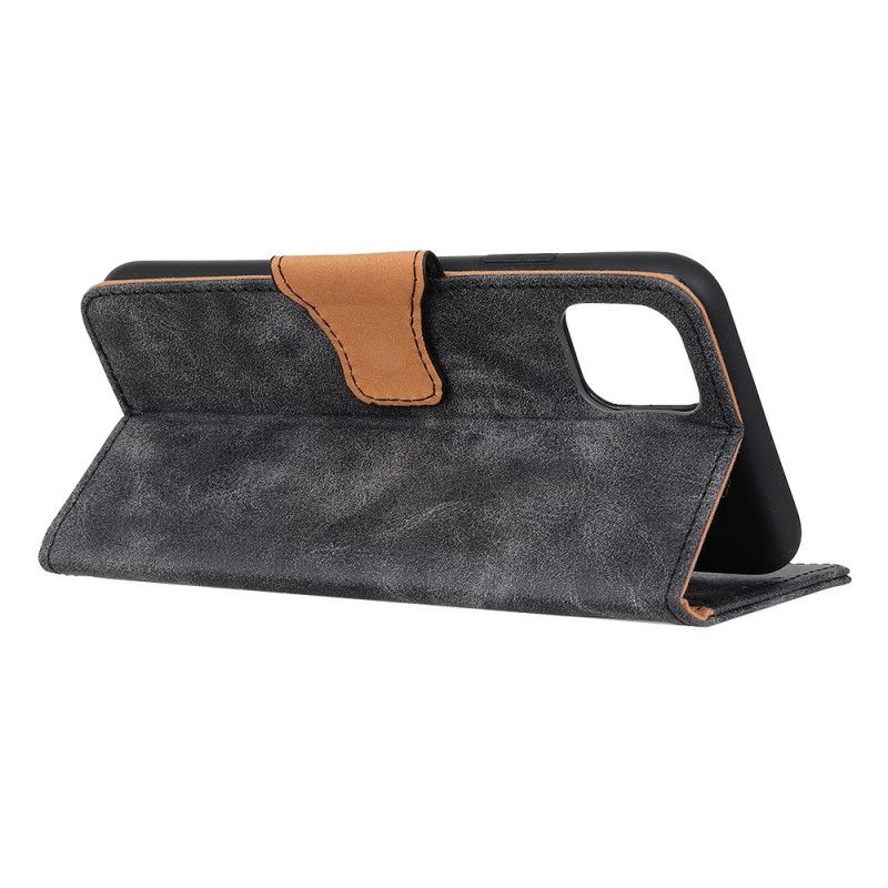 Leren Hoesje iPhone 12 Pro Max Koffie Zwart Vintage Splitleer