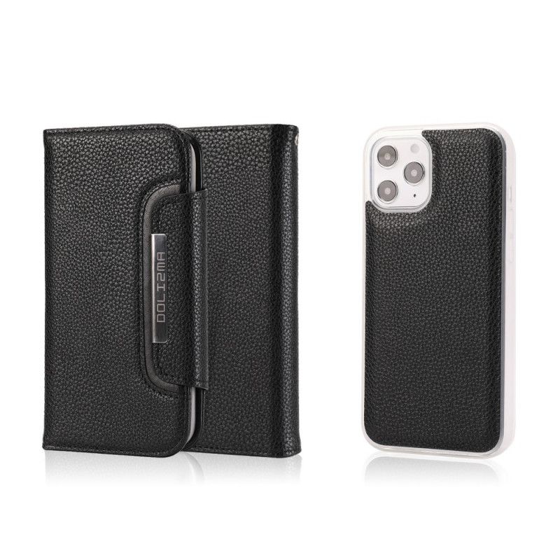Leren Hoesje iPhone 12 Pro Max Rood Zwart Afneembare Schaal