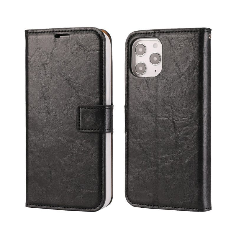 Leren Hoesje iPhone 12 Pro Max Rood Zwart Afneembare Schaal In Verouderd Leer